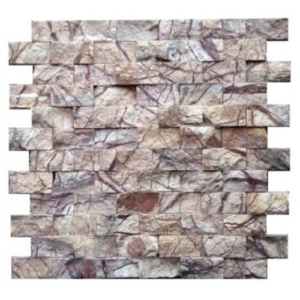 MARBLE-Rainforest-Brown-split-face-2x1-interlock-Mosaic Stone Supplier India