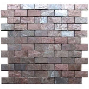 SLATE-Copper-Brick-Pattern-Natural-Top-36-pcs-on-mesh-Mosaic Stone Supplier India Rachana Stones care@rachanastones.com