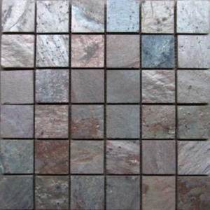 SLATE-Copper-Square-Pattern-Natural-Top-36-pcs-on-mesh-Mosaic Stone Supplier Rachana Stones India