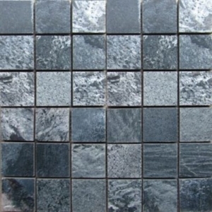 SLATE-Silver-Grey-Square-Pattern-Polished-Top-36-pcs-on-mesh-mosaic stone supplier rachana Stones India